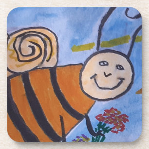 Cute Honey Bee Hard Plastic Coaster