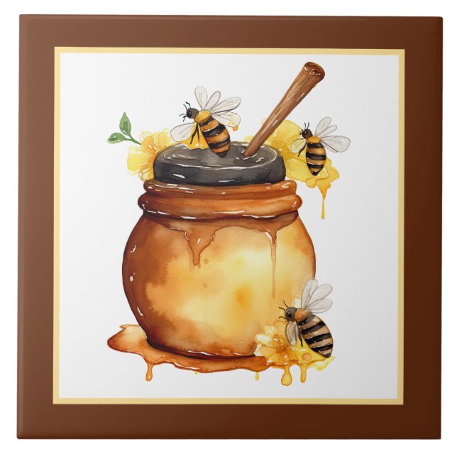 Cute honey bee home business crafting  ceramic tile (Front)