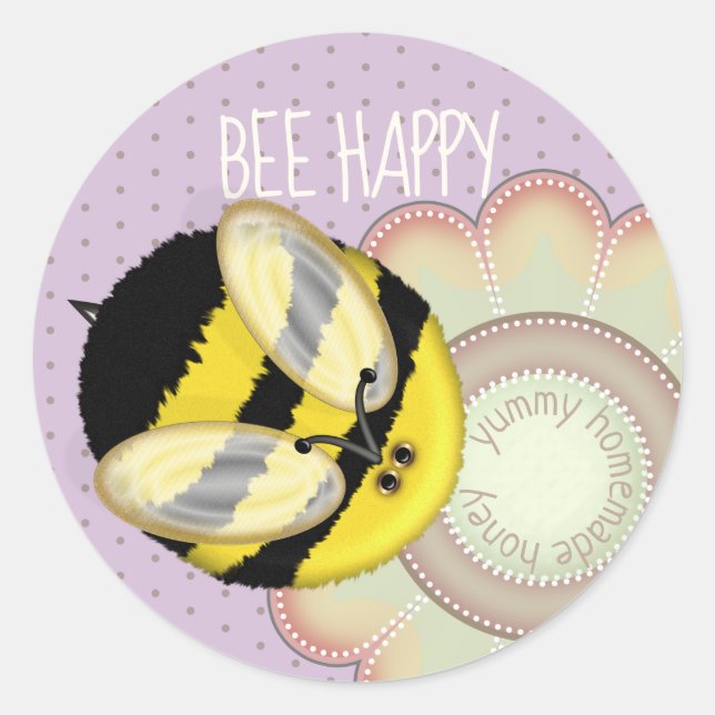 Cute Honey Bee Homemade Jam Jar Label (Front)