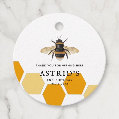 Cute Honey Bee Kids Birthday Party Favor Tags