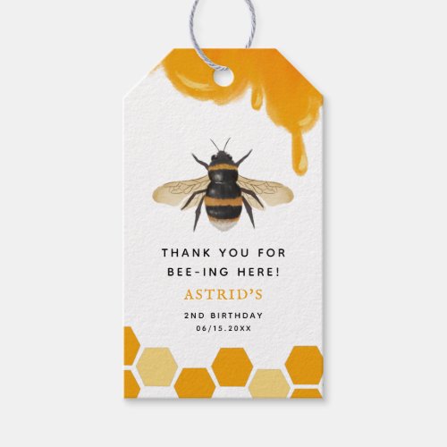 Cute Honey Bee Kids Birthday Party Gift Tags