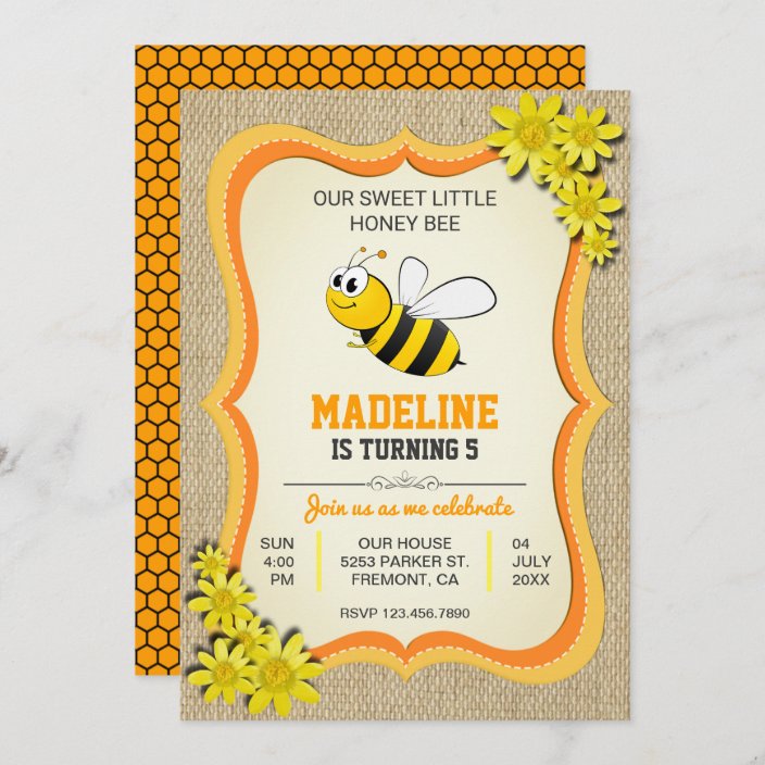 Cute Honey Bee Kids Birthday Party Invitation | Zazzle