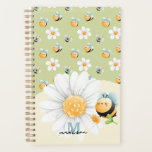 Cute Honey Bee Pattern Custom Planner<br><div class="desc">Illustration of cute honey bees and a beautiful flower. Edit using the Design Tool to: change the background color, move/resize the bee and flower separately, resize the pattern image (select the image on the layers, click on tiling, set it to "none", resize the image, and then set the tiling again...</div>