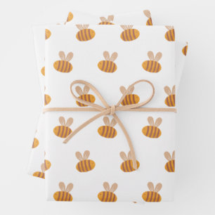 Cute honey bee pattern. Funny yellow animal kids Wrapping Paper Sheets