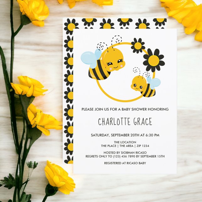 Cute Honey Bee Personalized Baby Shower Invitation (Cute Honey Bee Personalized Baby Shower Invitation from Ricaso)
