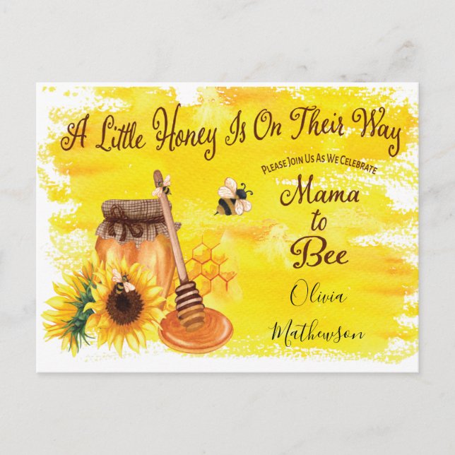 Cute Honey Bee Rustic Gender Neutral Baby Shower Postcard (Front)