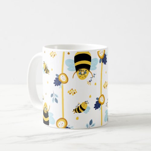 Cute Honey Bee Spring Summer Pattern Coffee Mug