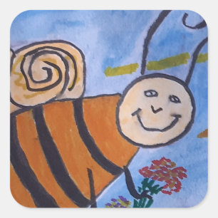 Cute Honey Bee Square Sticker