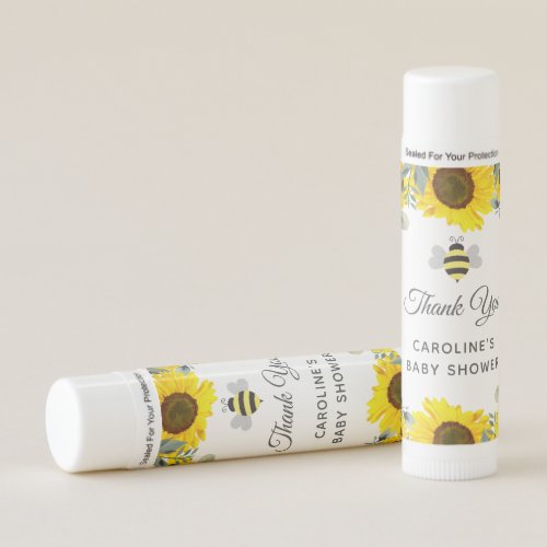 Cute Honey Bee  Sunflowers Eucalyptus Baby Shower Lip Balm