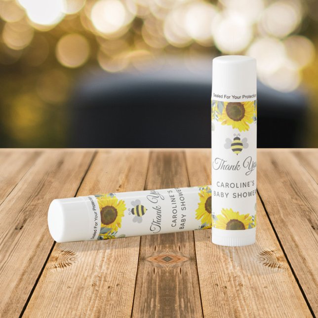 Cute Honey Bee & Sunflowers Eucalyptus Baby Shower Lip Balm (Creator Uploaded)