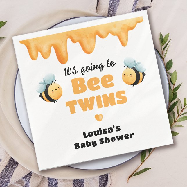 Cute Honey Bee Twin Baby Shower Napkins (Creator Uploaded)
