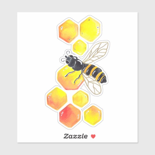 Cute honey bee Watercolor  Sticker (Sheet)