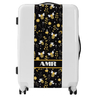 Cute Honey Bee Wildflower Custom Initial Luggage