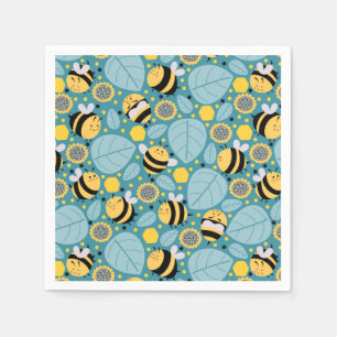 Cute Honey Bee Wrapping Paper Set of 3 Napkins
