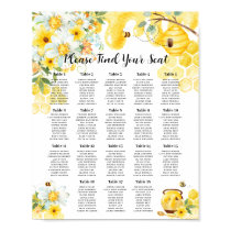 Cute Honey Bees Baby Bridal Shower Wedding Seating Poster