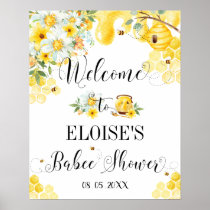 Cute Honey Bees Baby Shower Floral Welcome Sign