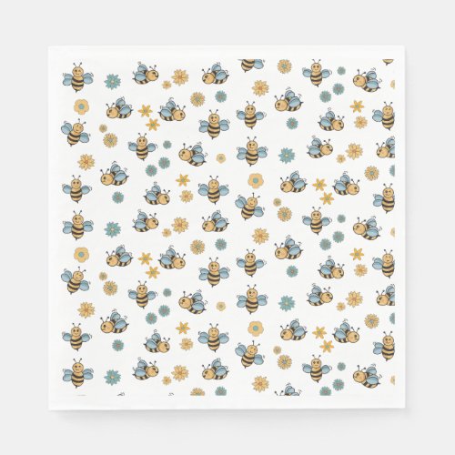 Cute Honey Bees  Floral Wildflowers Napkins