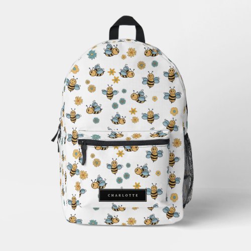 Cute Honey Bees  Floral Wildflowers Printed Backpack