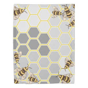 Cute Honey Bees & Honeycomb Duvet Cover