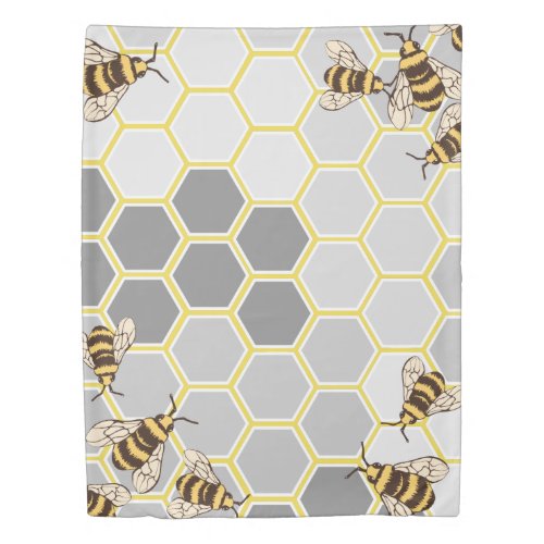 Cute Honey Bees  Honeycomb Duvet Cover