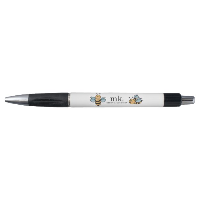 Cute Honey Bees Monogram Pen (Front)