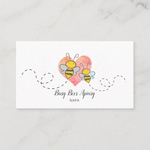 Cute Honey Bees Pink Heart Apiary Beekeeper Business Card