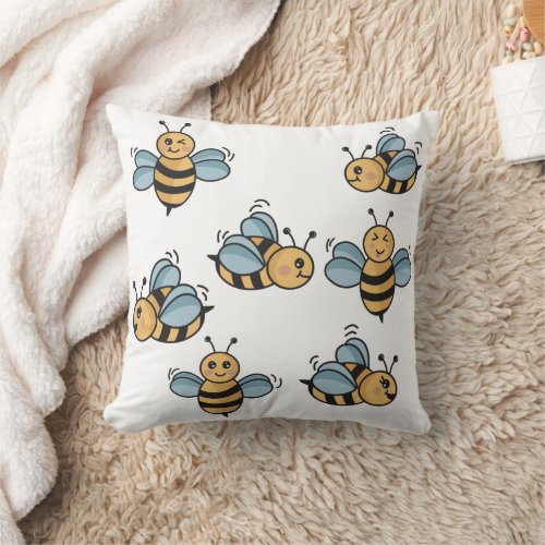 Cute Honey Bees Throw Pillow