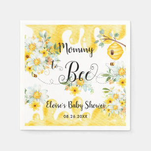 Cute Honey Bees Yellow Floral Baby Shower Napkins