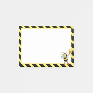 Cute Honey Bumblebee on Black & Yellow Post-it Notes