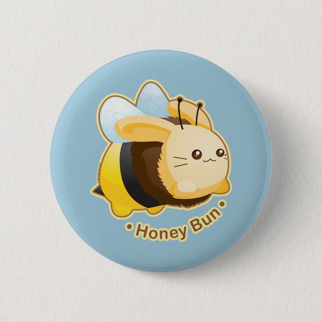 Cute Honey Bun Bunny Pinback Button (Front)