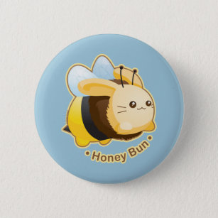 Cute Honey Bun Bunny Pinback Button
