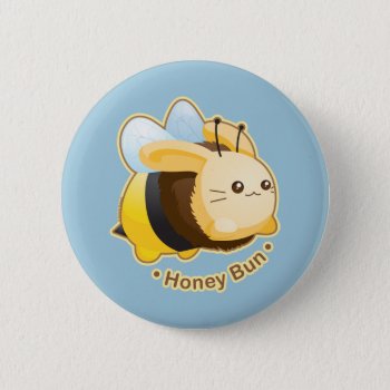 Cute Honey Bun Bunny Pinback Button by kimchikawaii at Zazzle