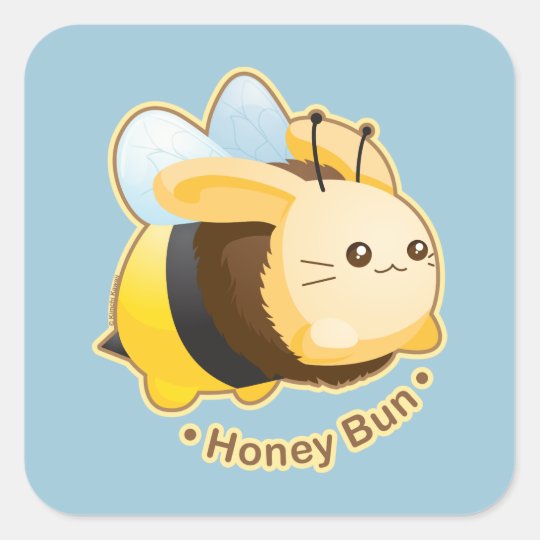 Cute Honey Bun Bunny Square Sticker | Zazzle.com