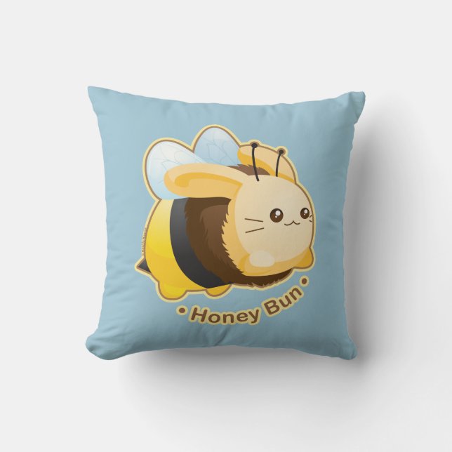Cute Honey Bun Bunny Throw Pillow (Front)