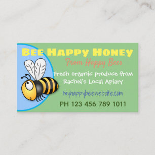 Cute honey for sale bee apiary produce cartoon business card