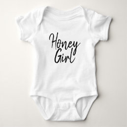 Cute Honey Girl Typography Black &amp; White Girly  Baby Bodysuit