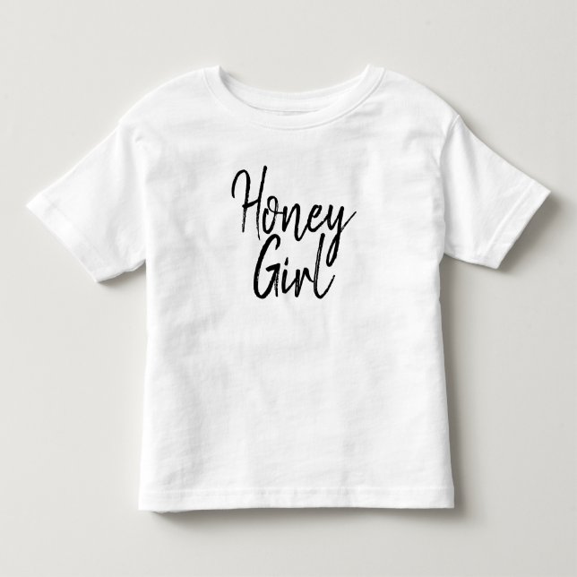 Cute Honey Girl Typography Black & White Girly   Toddler T-shirt (Front)