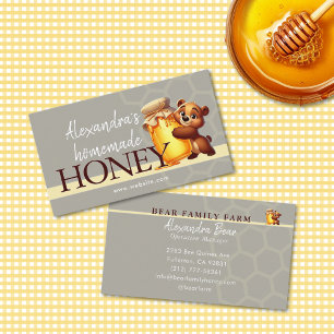 Cute Honey Happy Teddy Bear Jar Honeycomb Business Card