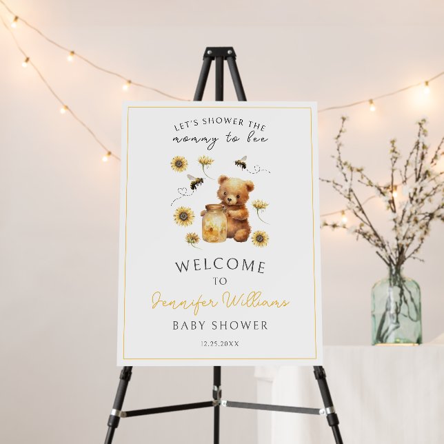 Cute Honey Momma Bee Baby Shower Welcome Sign (In Situ (Stand))