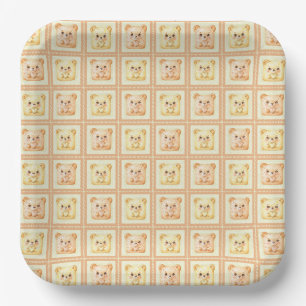 Cute Honey Patchwork cookie Teddy Bear Paper Plates