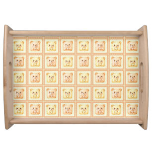 Cute Honey Patchwork cookie Teddy Bear Serving Tray