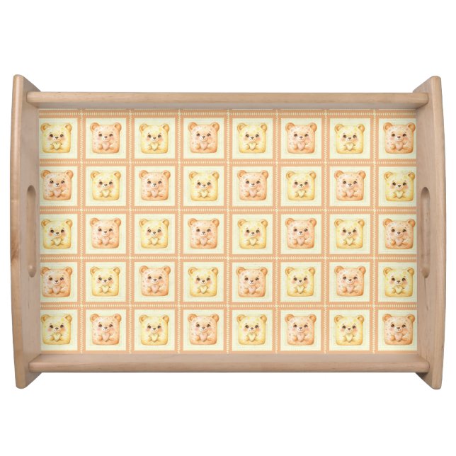 Cute Honey Patchwork cookie Teddy Bear Serving Tray (Front)