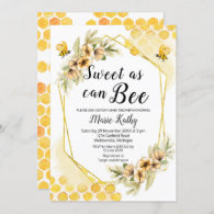Cute Honey Sweet As Can Bee Baby Shower Invitation