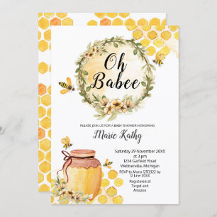 Cute Honey Sweet As Can Bee Baby Shower Invitation