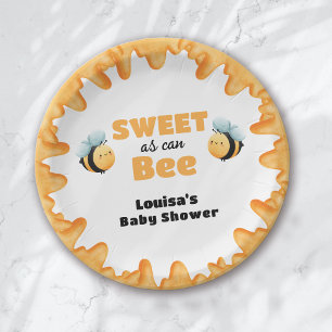Cute Honey Sweet as Can Bee Baby Shower Paper Plates