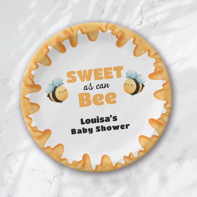 Cute Honey Sweet as Can Bee Baby Shower Paper Plates (Creator Uploaded)
