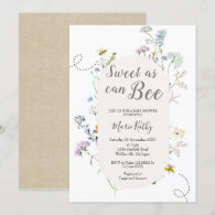 Cute Honey Sweet As Can Bee Wildflower Baby Shower Invitation