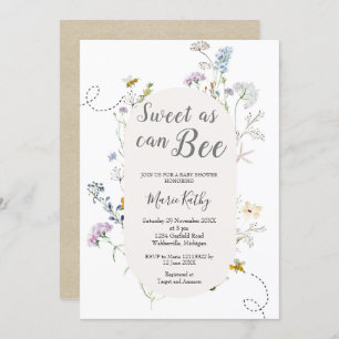 Cute Honey Sweet As Can Bee Wildflower Baby Shower Invitation