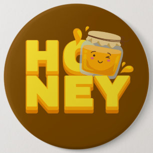 Cute honey text design button