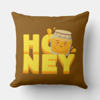 Cute honey text design throw pillow